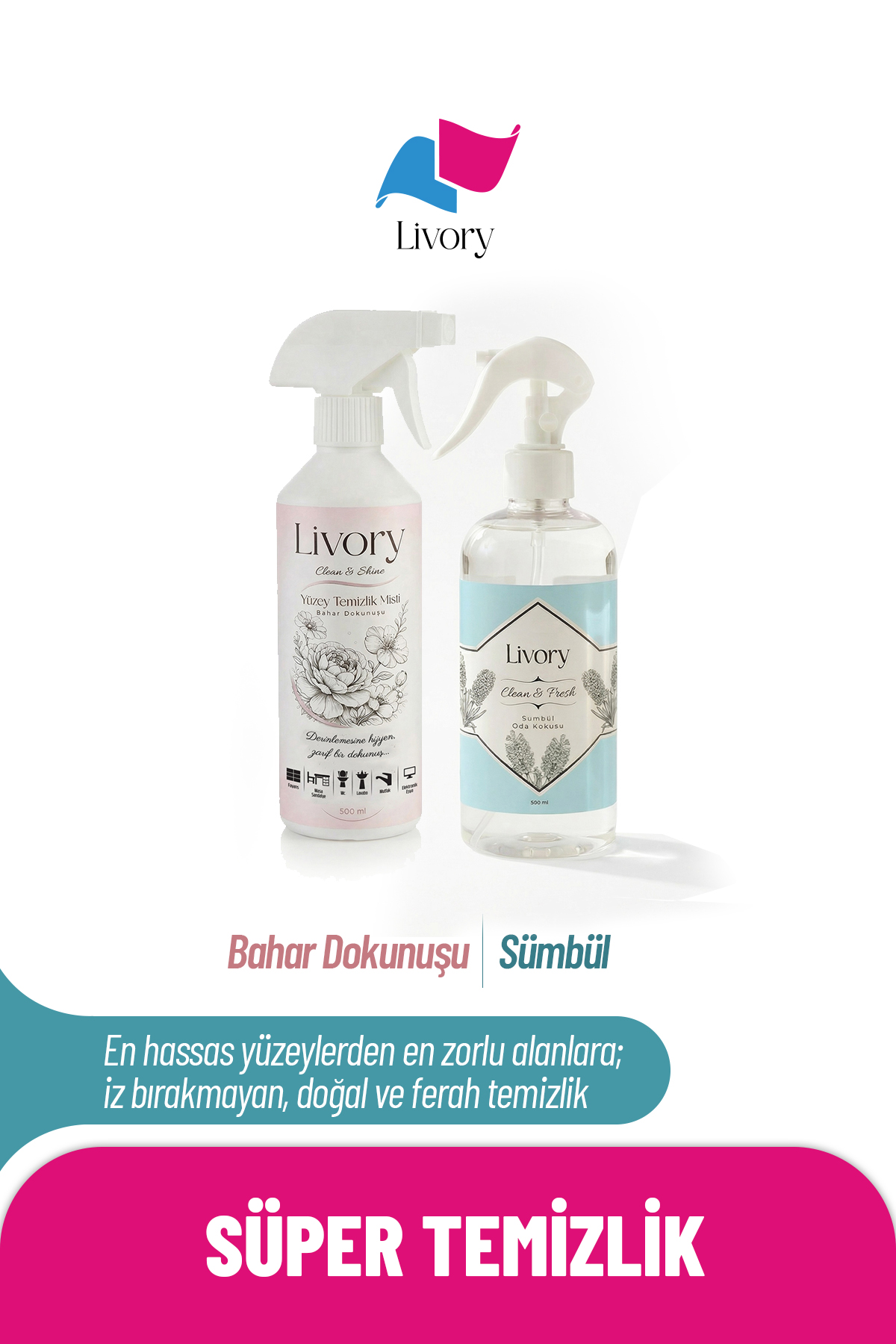 36 Livory Clean & Fresh Serisi Sümbül Oda Kokusu 1 Adet | Clean & Shine Serisi Bahar Dokunuşu Yüzey Temizlik Misti 1 Adet - Görsel 1